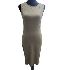 NWT Classic Slim Fit Scoop Neck Sleeveless Bodycon Midi Dress Khaki XL